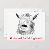 Livin La Vida Goata Funny Screaming Goat Drawing Briefkaart (Voorkant / Achterkant)