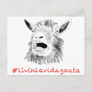 Livin La Vida Goata Funny Screaming Goat Drawing Briefkaart
