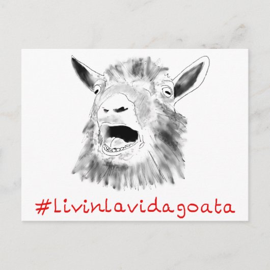 Livin La Vida Goata Funny Screaming Goat Drawing Briefkaart (Voorkant)