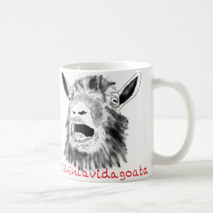 Livin La Vida Goata Funny Screaming Goat Drawing Koffiemok
