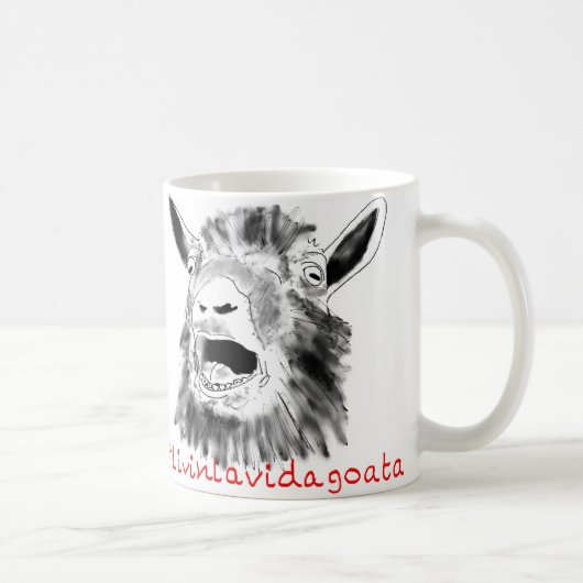Livin La Vida Goata Funny Screaming Goat Drawing Koffiemok (Rechts)