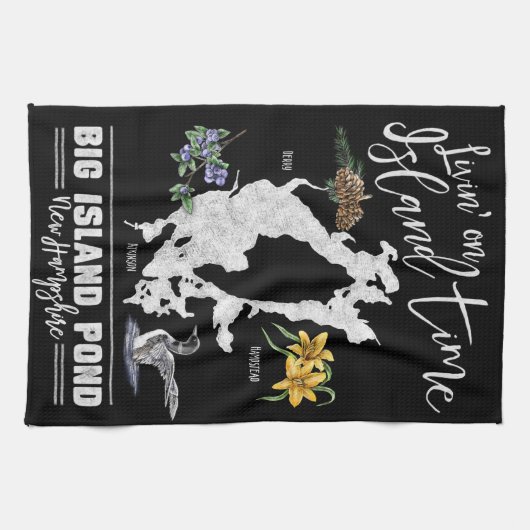 Livin op Island Time Big Island Pond NH Bar Towel Theedoek (Horizontaal)
