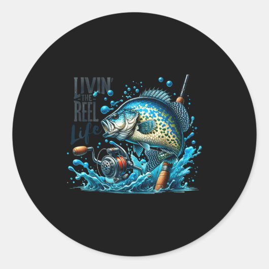 Livin' The Reel Life Crape Fishing Lovers Fisherma Ronde Sticker (Voorkant)