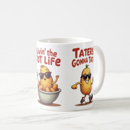 Livin' the Tot Life - Grappige Tater Tots Aardappe Koffiemok (Voorkant rechts)