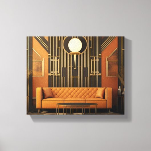 Living 2 Art Deco Uitgerekte Canvas Print (Voorkant)