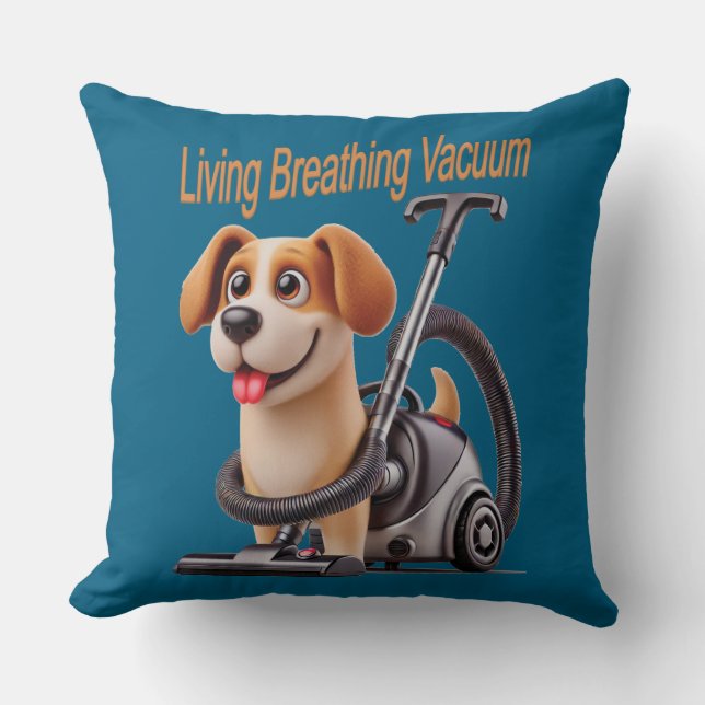 Living Breathing Vacuum Dog Kussen (Voorkant)