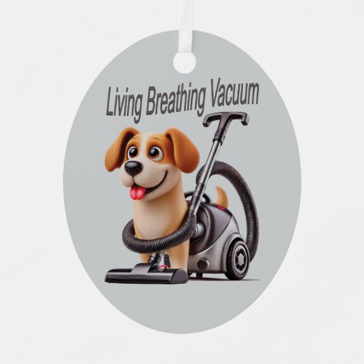 Living Breathing Vacuum Dog Metalen Ornament (Voorkant)
