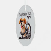 Living Breathing Vacuum Dog Metalen Ornament (Voorkant links)