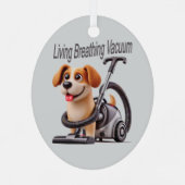 Living Breathing Vacuum Dog Metalen Ornament (Achterkant)