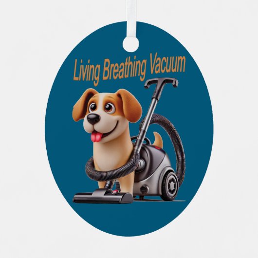 Living Breathing Vacuum Dog Metalen Ornament (Voorkant)