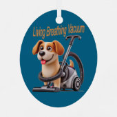 Living Breathing Vacuum Dog Metalen Ornament (Achterkant)