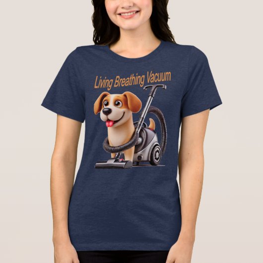 Living Breathing Vacuum Dog Tri-Blend Shirt (Voorkant)