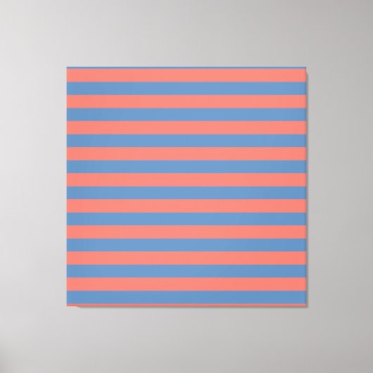 Lıving Coral and Pacific Blue Horizontal Lines Canvas Afdruk (Voorkant)