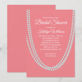 Living Coral and Pearls Bridal Shower Uitnodiging (Voorkant / Achterkant)