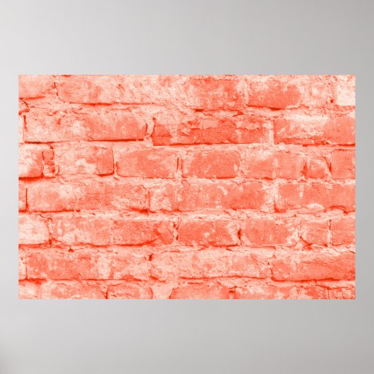 Living Coral. Brick wall background. Closeus Horiz Poster (Voorkant)