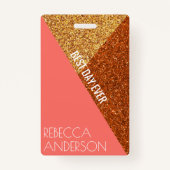 Living Coral Bruiloft VIP Creatieve Plaats Kaart Badge (Voorkant)