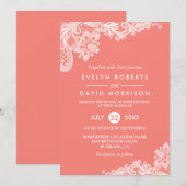 Living Coral Lace Beauful Wedding Kaart (Voorkant / Achterkant)
