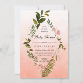 Living Coral Ombre Forest Fern Baby shower Kaart (Voorkant)