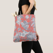 Living Coral Passion Flowers Patroon Tote Bag (Dichtbij)