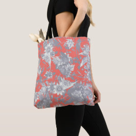 Living Coral Passion Flowers Patroon Tote Bag