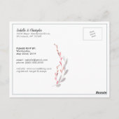 Living Coral Silver Grey Floral Waterverf Bruiloft Briefkaart (Achterkant)