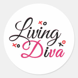 Living Diva in rode klassieke ronde Stickers