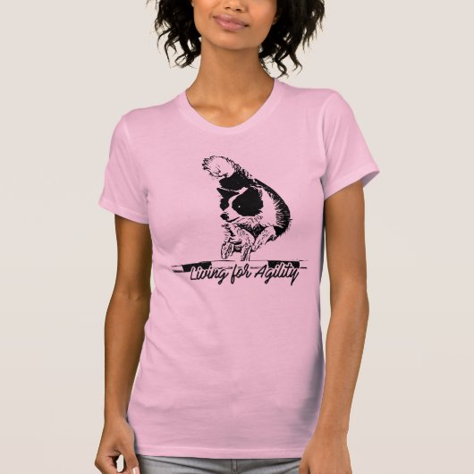 Living For Agility Border Collie Jumping T-shirt (Voorkant)