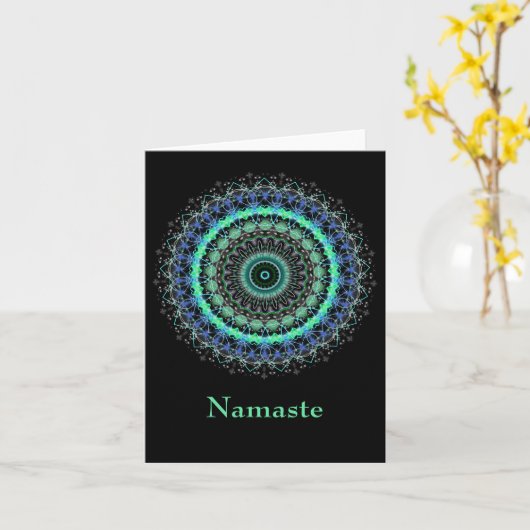 Living Green Mandala Namaste briefkaart (Gele Bloem)