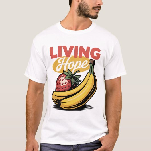 Living Hope Aardbei Banaan Retro Faith T-shirt (Voorkant)
