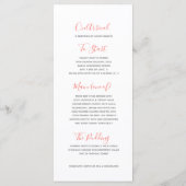 Living koraal moderne kunst dab bruiloft menu (Achterkant)