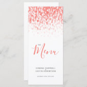 Living koraal moderne kunst dab bruiloft menu (Voorkant / Achterkant)