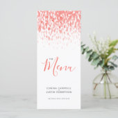 Living koraal moderne kunst dab bruiloft menu (Staand voorkant)