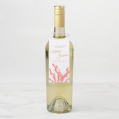 Living koraal waterverf huwelijk aangepast flessenhanger (Op fles)