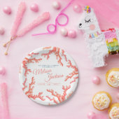 Living koraal waterverf huwelijk aangepast papieren bordje (Feest)