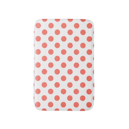 Living koraalpolka-punten op wit badmat (Voorkant Verticaal)