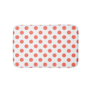 Living koraalpolka-punten op wit badmat
