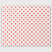 Living koraalpolka-punten op wit cadeaupapier (Vlak)
