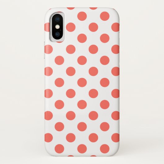Living koraalpolka-punten op wit Case-Mate iPhone case (Achterkant)