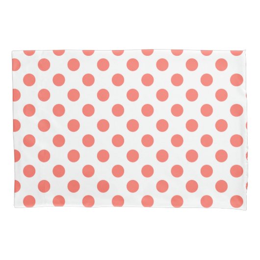 Living koraalpolka-punten op wit kussensloop (Voorkant)