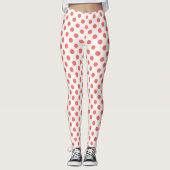Living koraalpolka-punten op wit leggings (Voorkant)