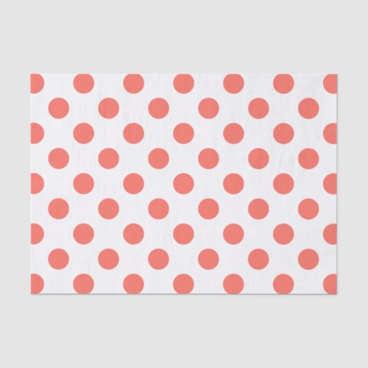 Living koraalpolka-punten op wit tissuepapier (Voorkant)