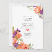 Living Koral Floral Wedding Kaart (Voorkant)