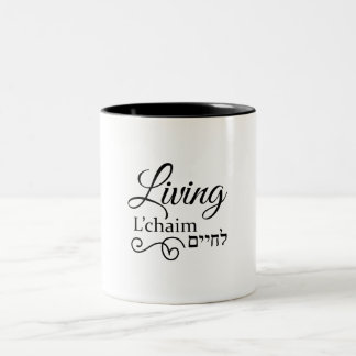 Living L'Chaim Life Hebrew English Tweekleurige Koffiemok