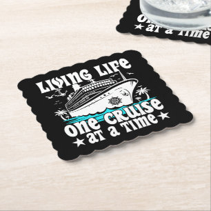 Living Life Een cruise op een moment Familie Cruis Kartonnen Onderzetters