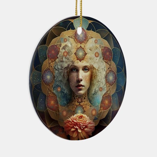 Living Mandala Visionary Art Keramisch Ornament (Rechts)