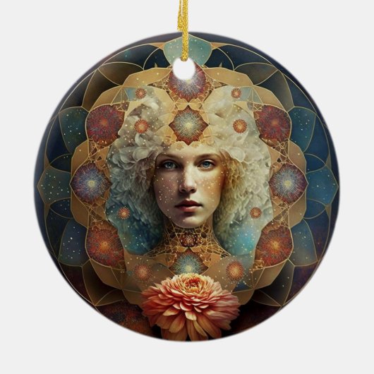 Living Mandala Visionary Art Keramisch Ornament (Achterkant)