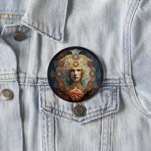 Living Mandala Visionary Art Ronde Button 7,6 Cm (In situ)