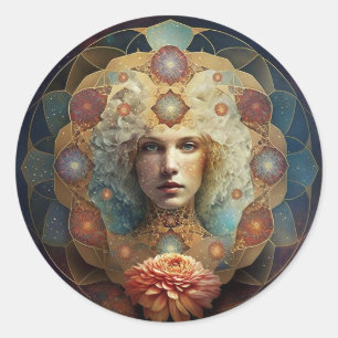 Living Mandala Visionary Art Ronde Sticker