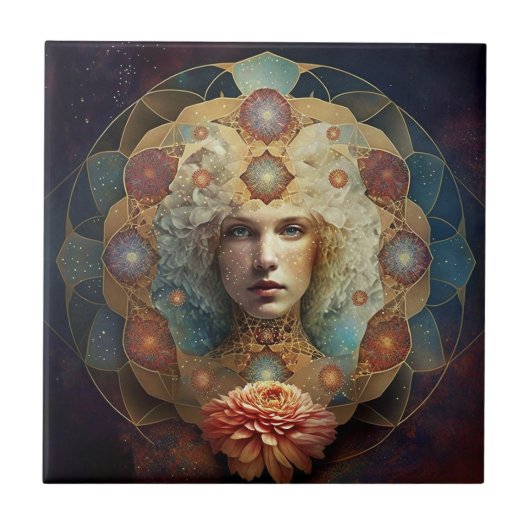 Living Mandala Visionary Art Tegeltje (Voorkant)