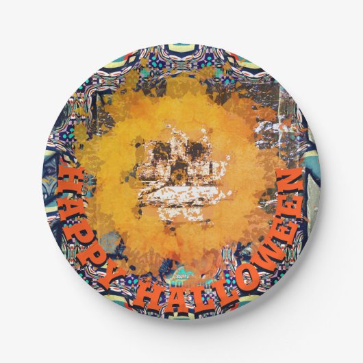 Living Metal Happy Halloween Scull Flame Papieren Bordje (Voorkant)